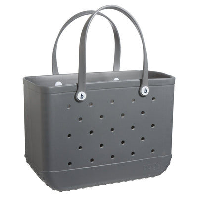 Gray tote bag with small white polka dots