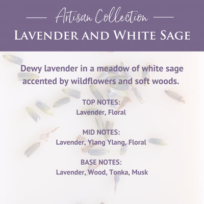 Lavender & White Sage Artisan Wax Melts with Ylang Ylang, Floral Lavender, Wood, Tonka, Musk