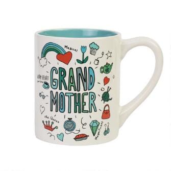 Grandmother-Mug  with a heartfelt message and a collage of objects