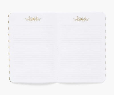 Assorted Set of 3 Notebooks, 64 Ruled Pages With Gold Ink, Canvas Paper Cover With White Text Paper Interior
