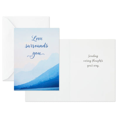 The Thinking of You greeting card assortment pack includes 12 cards and envelopes: 3 of each of the four designs.