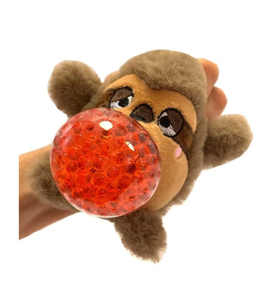 A bronze,squeezable,gel-filled slow-poke plush toy.