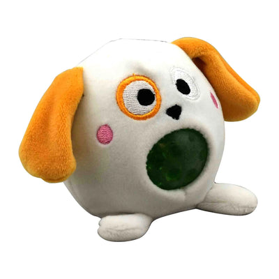 A floppy yellow ear and super-sweet white face dog stuffed animal toy.