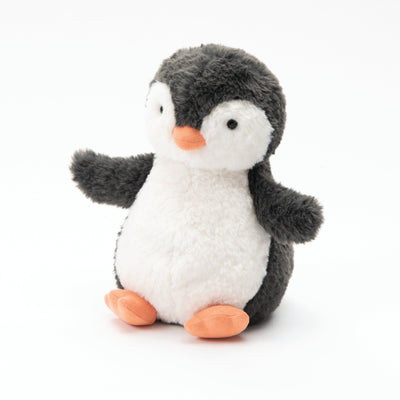 Bashful Penguin - Medium with dressed to impress in silky soft grey and cream fur