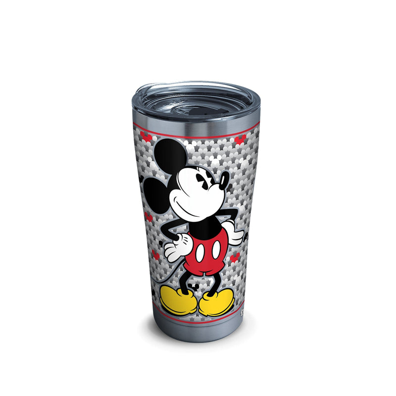 Disney-Mickey Mouse Tumbler with Clear and Black Hammer Lid, 20 oz. Stainless Steel, Silver