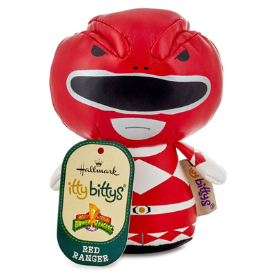 Itty Bittys Red Ranger plush from Mighty Morphin Power Rangers, soft collectible with red suit and helmet detailing.

