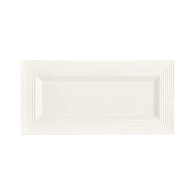 White rectangular tray with pinstripes