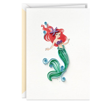 The greeting card features an intricate quilled paper design of Disney Princess Ariel from