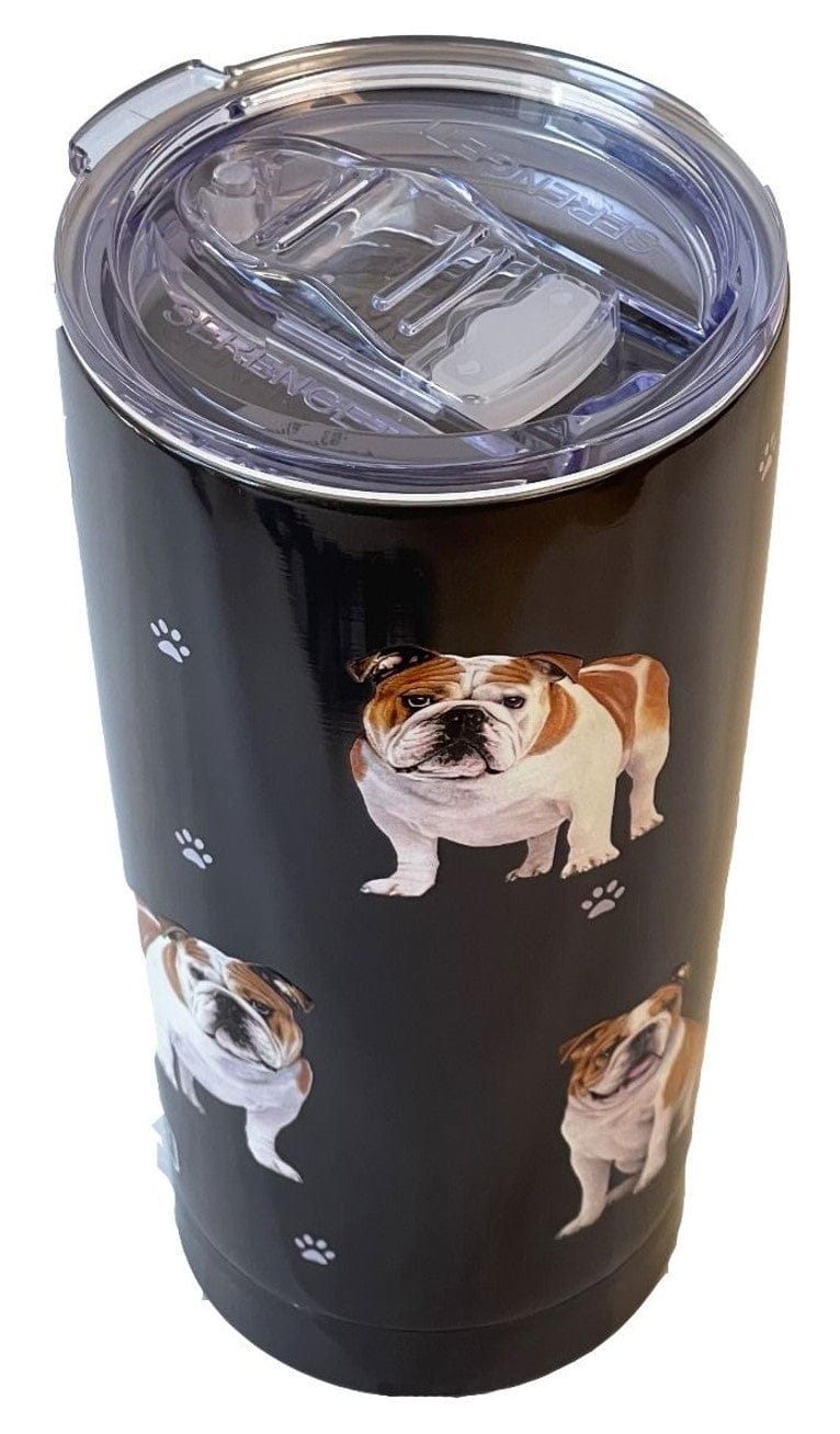 16oz tumbler with 3D Bulldog artwork, vacuum insulated, spill-proof lid, durable design for pet lovers and outdoor adventures