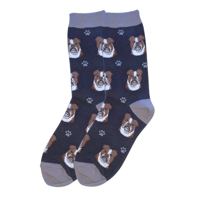 20 to 24 Bulldog faces woven on each pair of socks. super soft and comfortable and they are machine washable.