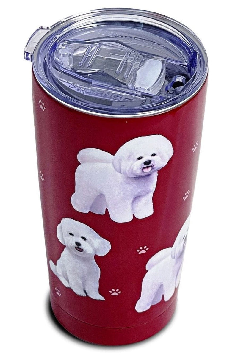 Bichon Frise 16oz tumbler with 3D dog design, double wall insulation, and spill-proof lid for hot or cold drinks on the go
