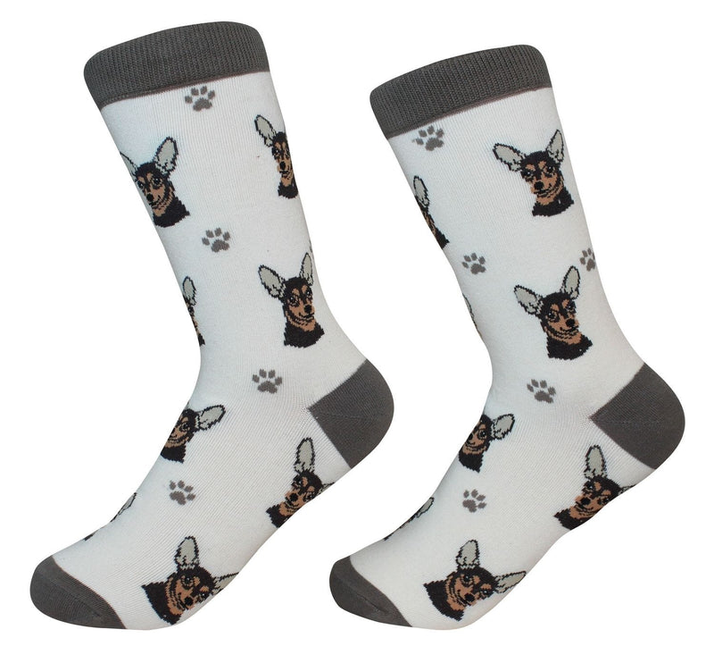 Durable Superior Comfort 200 Needle Soft Combed Cotton Chihuahua Dog Socks With Paw Prints.