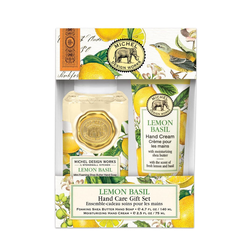 The Lemon Basil Hand Care Gift Set is a gift package offered by Michel Design Works.