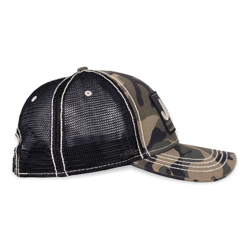 Fabric Front with Embroidered Appliqué Jeep® Logo and USA Flag Patch; Soft Mesh Back; Plastic Snap Closure Jeep Hat