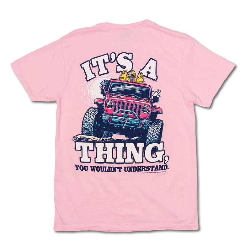 Back Print Graphic with Jeep Logo on Front Left Chest Jeep Shirt It&