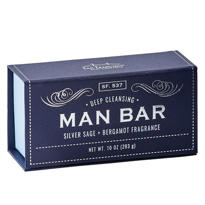 Man Bar - Deep Cleansing - Silver Sage & Bergamont with  in a leather textured box