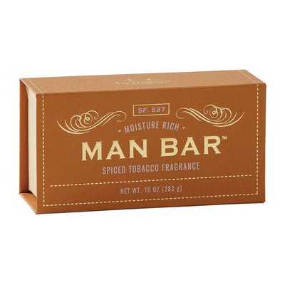 Man Bar, Moisture-Rich, Spiced Tobacco in a Leather-Textured Box