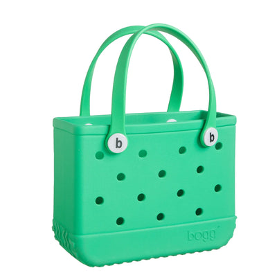 Green Bogg Bag with two handles and a white capital letter "B" in the center