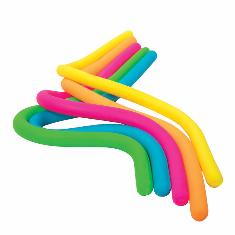 5 fluorescent tones, squeeze, stretch, knot, or mash these elastic noodles