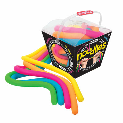 5 fluorescent tones, squeeze, stretch, knot, or mash these elastic noodles