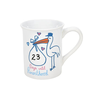 mug designed for new parents, and it comes with a dry erase pen.