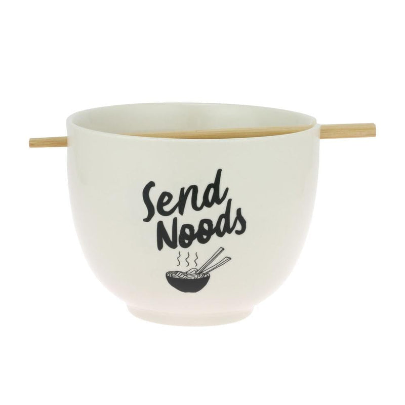 stoneware, and bowl chopstick set offers satirical advice against sending nudes and encourages the sending of "noods".