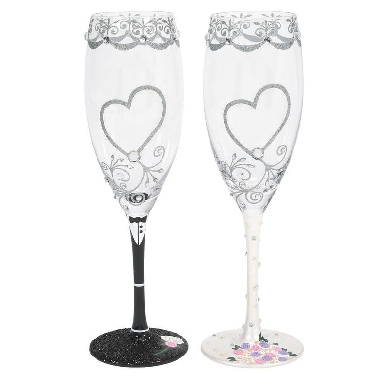 Krezy Case Mr. and Mrs. Wedding Toasting Champagne Flutes with Box