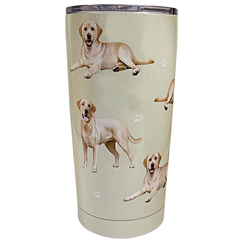 Yellow Lab 16oz tumbler with 3D raised artwork, spill-proof lid, and double-wall insulation for hot or cold drinks